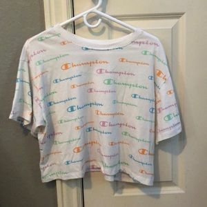 Colorful champion cropped shirt